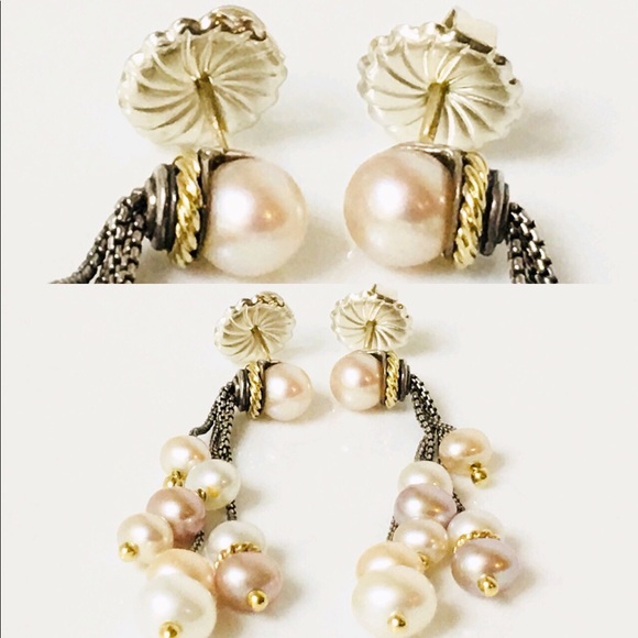 David Yurman Pearl Multi Chain Tassel Earrings - Picture 3 of 6
